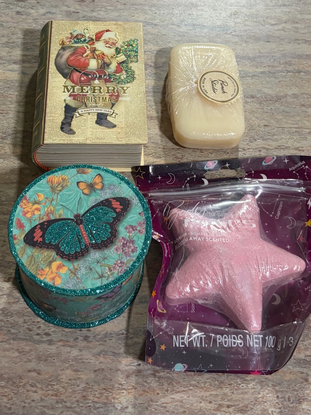 Punch Studio 2-Orange & Clove Soaps, 1-Jasmine Soap, 1-Body Raves Star Bath Bomb